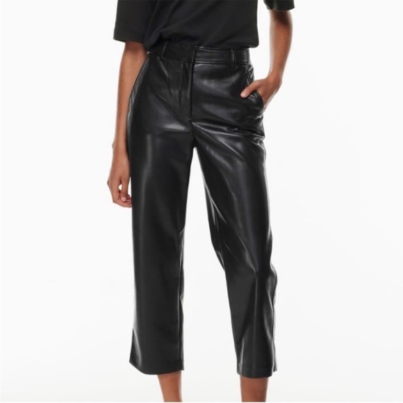 EUC Aritzia Babaton Command Crop (Ankle) Faux Leather Pants Size 10 - Picture 4 of 12